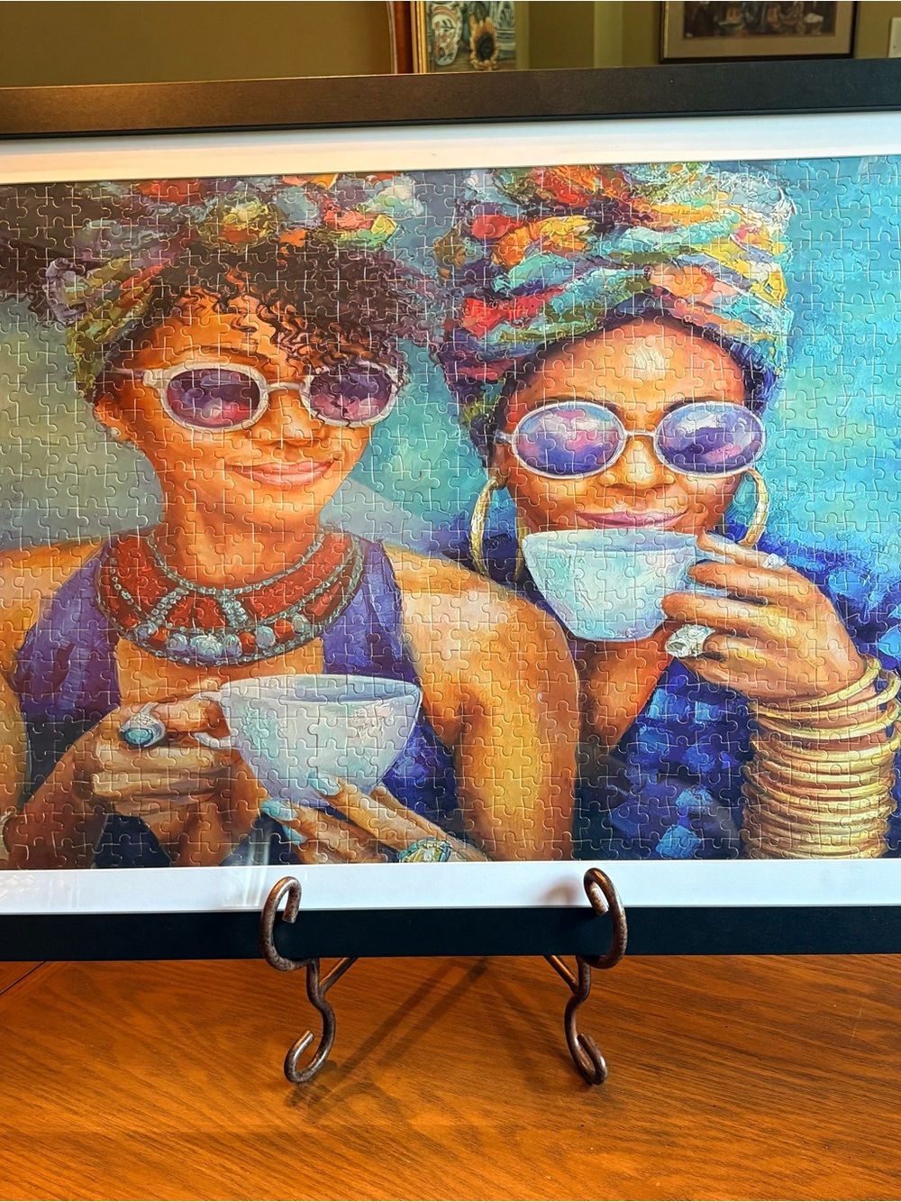Colorful Tea Time Wall Art Print - Vibrant Blue & Multicolor